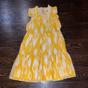 THML boutique dress yellow ikat print ruffle tiered sz xs